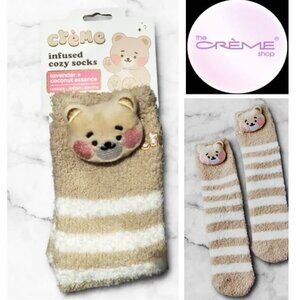 The Creme Shop Boba Bear Infused Cozy Socks- lavender & coconut NIP